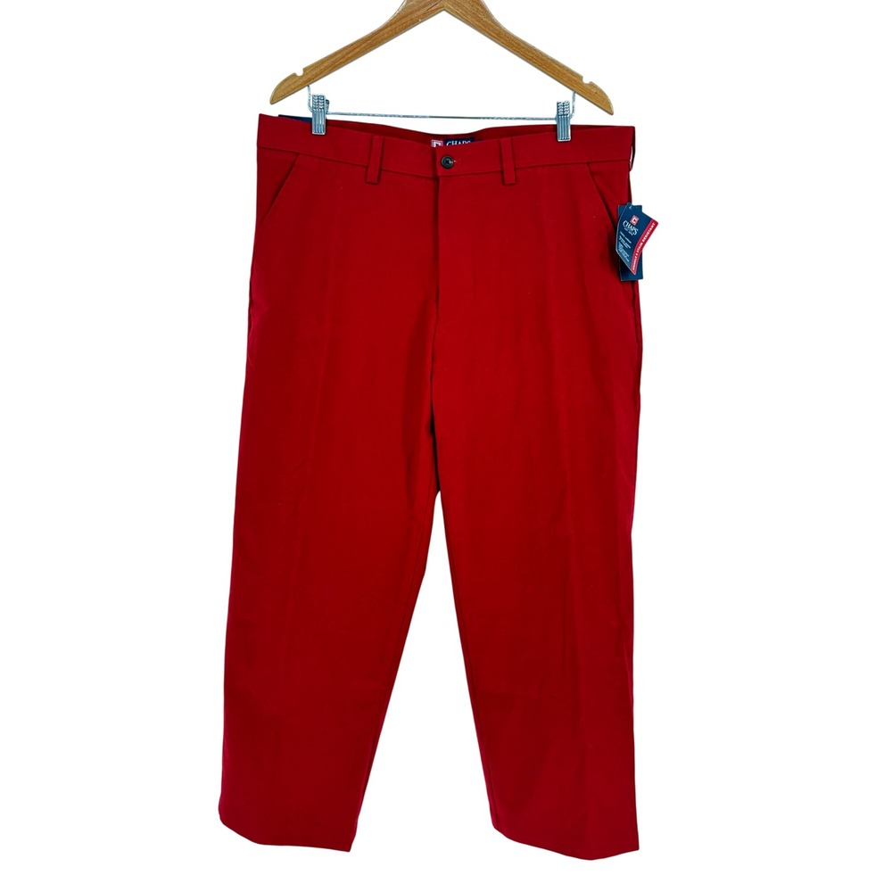 Chaps Chino Pants Mens 38x29 Red Wrinkle Stain Resistant Flat Front Cotton New